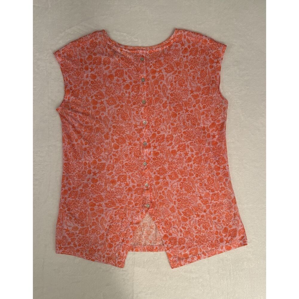 Sigrid Olsen 100% Linen Button Back Top Size M Co… - image 2